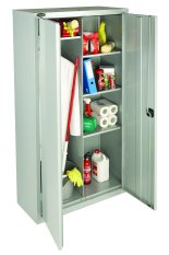 Janitors / Cleaners Cupboard - 5 Compartments & Hanging Rail